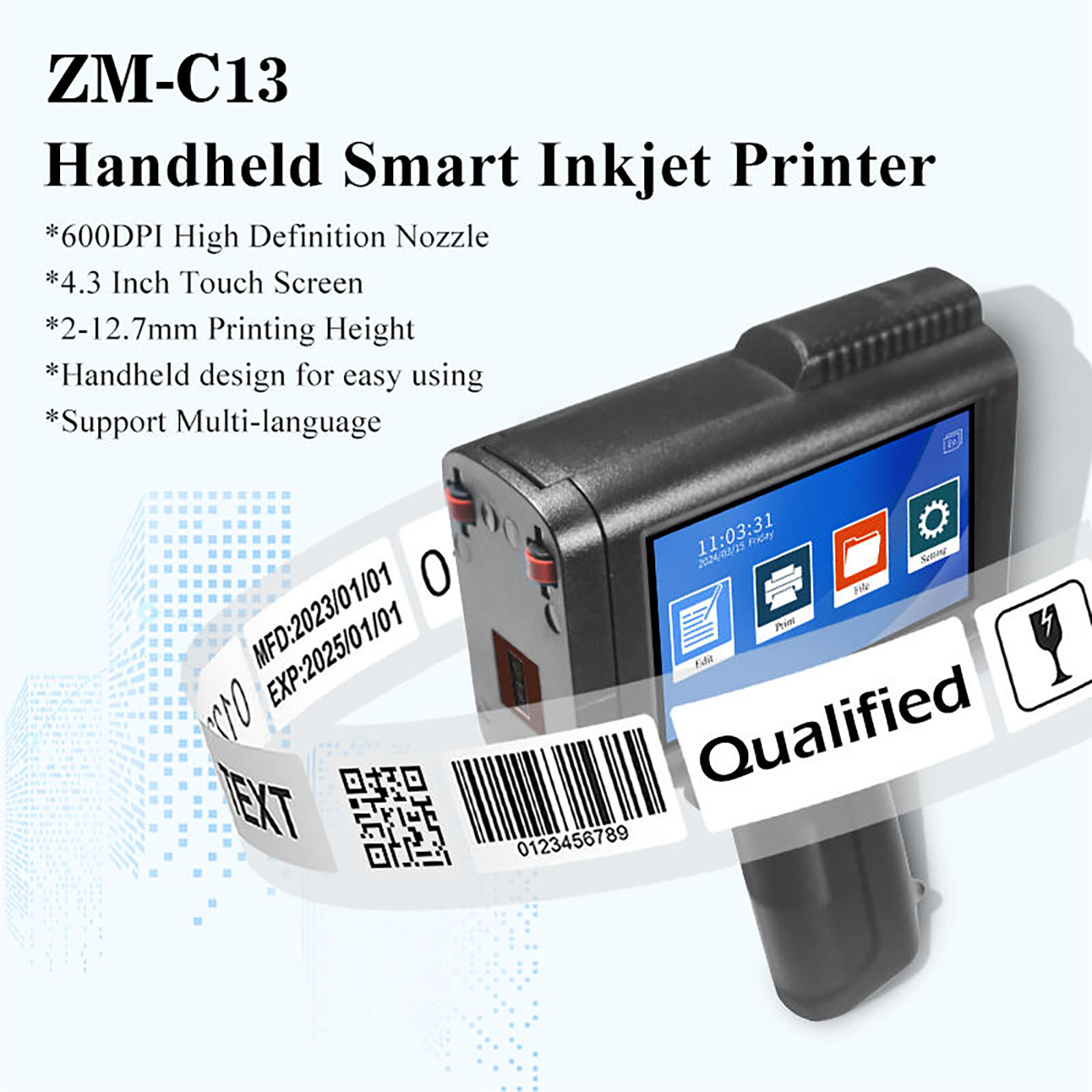 ZM-C13 12.7mm 휴대용 잉크젯 프린터, 소형  - Barcode Printer 리뷰 및 가격